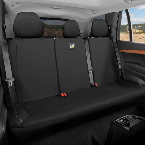 CAT PU Leather Rear Bench Seat Cover – Black, 60/40 Split Fit for Cars, Trucks, SUVs – Waterproof, Scratch-Resistant, Semi-Universal Fit Rear Seat Protector for Most Auto Interior – Easy Install in Saudi Arabia