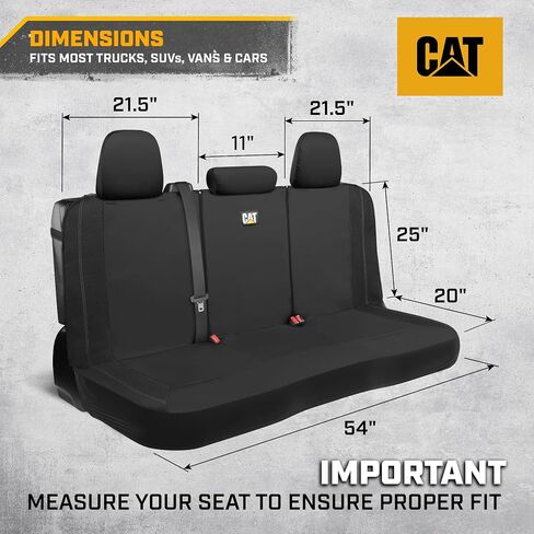 CAT PU Leather Rear Bench Seat Cover – Black, 60/40 Split Fit for Cars, Trucks, SUVs – Waterproof, Scratch-Resistant, Semi-Universal Fit Rear Seat Protector for Most Auto Interior – Easy Install in Saudi Arabia