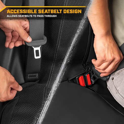 CAT PU Leather Rear Bench Seat Cover – Black, 60/40 Split Fit for Cars, Trucks, SUVs – Waterproof, Scratch-Resistant, Semi-Universal Fit Rear Seat Protector for Most Auto Interior – Easy Install in Saudi Arabia