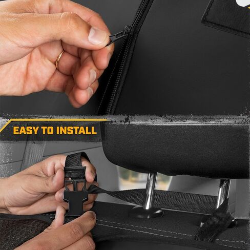 CAT PU Leather Rear Bench Seat Cover – Black, 60/40 Split Fit for Cars, Trucks, SUVs – Waterproof, Scratch-Resistant, Semi-Universal Fit Rear Seat Protector for Most Auto Interior – Easy Install in Saudi Arabia