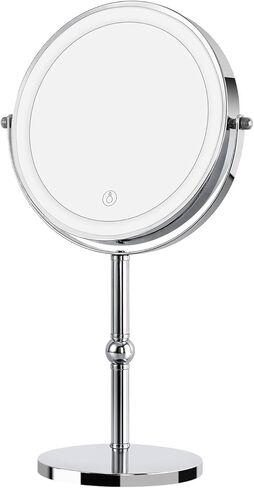 مرآة مكياج مضيئة بأضواء أكثر سطوعًا، مرآة زينة مكبرة عالية الدقة 1x/10xTrue HD مع تحكم باللمس، مرآة مزدوجة الجوانب قابلة لإعادة الشحن بزاوية 360 درجة مع 3 أضواء خافتة للضوء in Kuwait