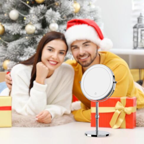 مرآة مكياج مضيئة بأضواء أكثر سطوعًا، مرآة زينة مكبرة عالية الدقة 1x/10xTrue HD مع تحكم باللمس، مرآة مزدوجة الجوانب قابلة لإعادة الشحن بزاوية 360 درجة مع 3 أضواء خافتة للضوء in Kuwait