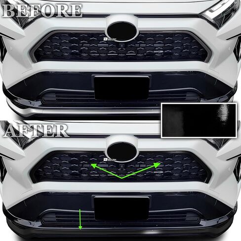 BOGAR TECH DESIGNS Outer Front Chrome Delete Overlay Compatible with Toyota Rav4 Prime 2019-2025, Gloss Black in Saudi Arabia