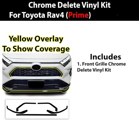 BOGAR TECH DESIGNS Outer Front Chrome Delete Overlay Compatible with Toyota Rav4 Prime 2019-2025, Gloss Black in Saudi Arabia