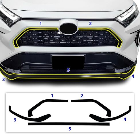 BOGAR TECH DESIGNS Outer Front Chrome Delete Overlay Compatible with Toyota Rav4 Prime 2019-2025, Gloss Black in Saudi Arabia