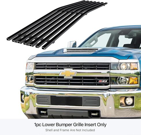 APS Compatible with Chevy Silverado 2500HD 3500HD 2015 2016 2017 2018 2019 Lower Bumper Stainless Steel Black 8x6 Horizontal Billet Front Grill Grille Insert S18-J91366C in Saudi Arabia
