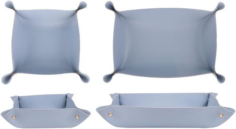 2PC Leather Valet Tray Organizer, Desk Organizer Tray Or Candy Holder, Practical Storage Tool for Travel, Home Or Office (Blue, Large+Extra Large) in Saudi Arabia