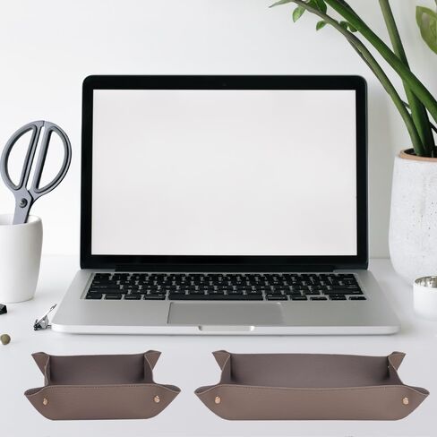 2PC Leather Valet Tray Organizer, Desk Organizer Tray Or Candy Holder, Practical Storage Tool for Travel, Home Or Office (Blue, Large+Extra Large) in Saudi Arabia
