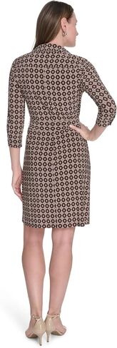 Tommy Hilfiger Women's 3/4 Sleeve Collared V-Neck Tie Waist Mini Dress in Saudi Arabia