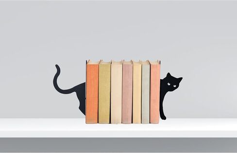 Metal Cat Bookends, Cute Decorative Book Ends for Shelves & Desktops, Heavy Duty Book Organizers, Perfect Cat Lover Gifts for Women Home Decor in Saudi Arabia