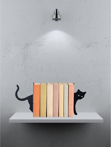 Metal Cat Bookends, Cute Decorative Book Ends for Shelves & Desktops, Heavy Duty Book Organizers, Perfect Cat Lover Gifts for Women Home Decor in Saudi Arabia