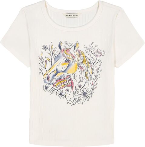 Lucky Brand Girls' Short Sleeve Babydoll T-Shirt, Soft & Comfortable in Saudi Arabia