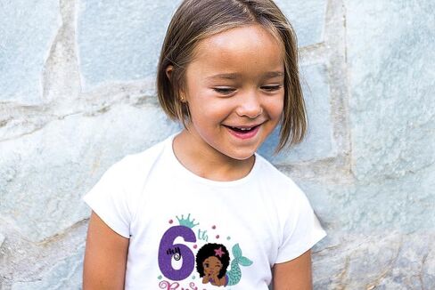 6th Birthday Shirt for Girls, Dress T Shirt for Girls 6 Year Old Gift Outfit Decoration Mermaid Birthday Clothes Style C White in Saudi Arabia