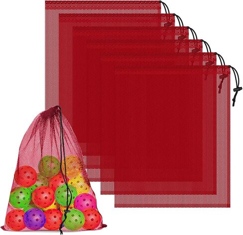 6 Pcs Mesh Bags Drawstring, 14x17 Inch Mesh Bag Drawstring with Lock, Multipurpose Mesh Bags Storage Mesh Gym Bag for Balls, Beach, Laundry in Kuwait