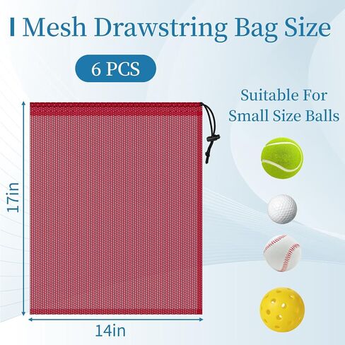 6 Pcs Mesh Bags Drawstring, 14x17 Inch Mesh Bag Drawstring with Lock, Multipurpose Mesh Bags Storage Mesh Gym Bag for Balls, Beach, Laundry in Kuwait