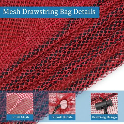 6 Pcs Mesh Bags Drawstring, 14x17 Inch Mesh Bag Drawstring with Lock, Multipurpose Mesh Bags Storage Mesh Gym Bag for Balls, Beach, Laundry in Kuwait