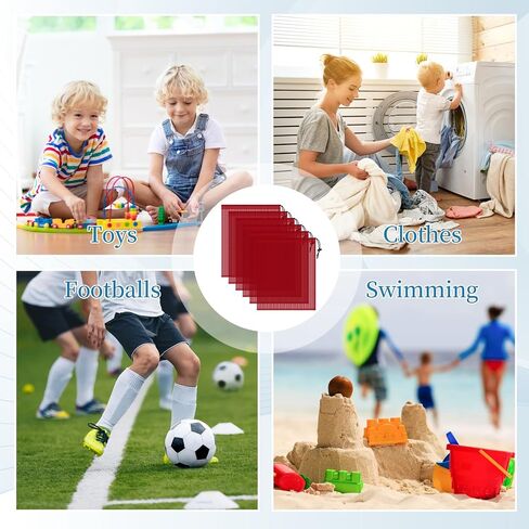 6 Pcs Mesh Bags Drawstring, 14x17 Inch Mesh Bag Drawstring with Lock, Multipurpose Mesh Bags Storage Mesh Gym Bag for Balls, Beach, Laundry in Kuwait