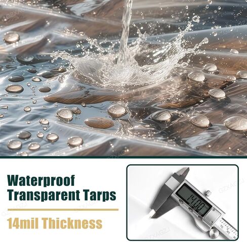 14 MIL Clear Vinyl Tarp 4x6 ft Heavy Duty Clear Tarp Tear-Resistant Reinforced Edges Rustproof Grommets Windproof Waterproof Cover for Porch Patio Greenhouse Chicken Coop Outdoor Garden in Saudi Arabia