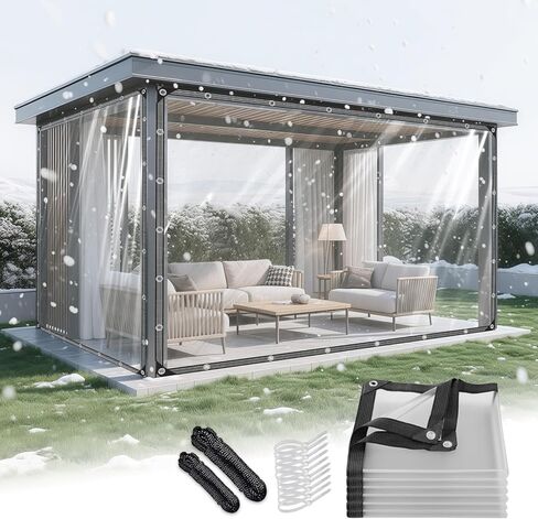 14 MIL Clear Vinyl Tarp 4x6 ft Heavy Duty Clear Tarp Tear-Resistant Reinforced Edges Rustproof Grommets Windproof Waterproof Cover for Porch Patio Greenhouse Chicken Coop Outdoor Garden in Saudi Arabia