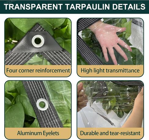 14 MIL Clear Vinyl Tarp 4x6 ft Heavy Duty Clear Tarp Tear-Resistant Reinforced Edges Rustproof Grommets Windproof Waterproof Cover for Porch Patio Greenhouse Chicken Coop Outdoor Garden in Saudi Arabia