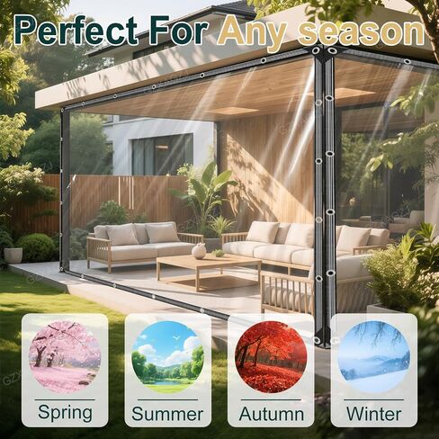 14 MIL Clear Vinyl Tarp 4x6 ft Heavy Duty Clear Tarp Tear-Resistant Reinforced Edges Rustproof Grommets Windproof Waterproof Cover for Porch Patio Greenhouse Chicken Coop Outdoor Garden in Saudi Arabia