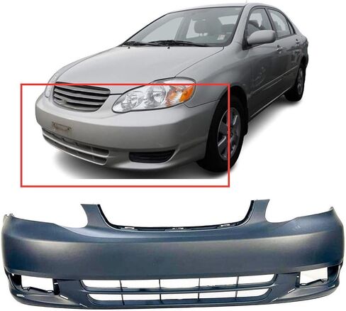 FitParts متوافق مع غطاء المصد الأمامي 2003-2004 Toyota Corolla S Sedan 03-04. جديدة ومعدة وجاهزة للطلاء. مع فتحات مصابيح الضباب. بدون فتحات مستشعر مساعد ركن السيارة 5211902916 TO1000241 in Saudi Arabia