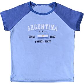 Vintage Graphic Baby Tees for Women Brazil Shirt Y2k Tops Mexico Crop Top Jersey 2000s Summer Going Out Tops in Saudi Arabia