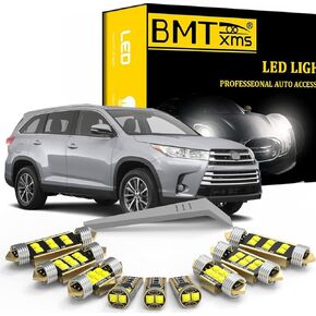 BMT xms 15 قطعة LED مجموعة الإضاءة الداخلية لتويوتا هايلاندر 2014 2015 2016 2017 2018 2019 مصابيح LED داخلية حزمة مجموعة أدوات تثبيت أضواء لوحة الترخيص وقبة الخريطة in Saudi Arabia