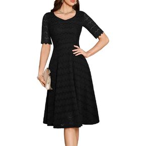 فستان Dressystar نسائي بأكمام قصيرة من الدانتيل لحفلات الزفاف وفتحة رقبة على شكل حرف V فساتين رسمية لحفلات الكوكتيل المسائية 2025 in Kuwait
