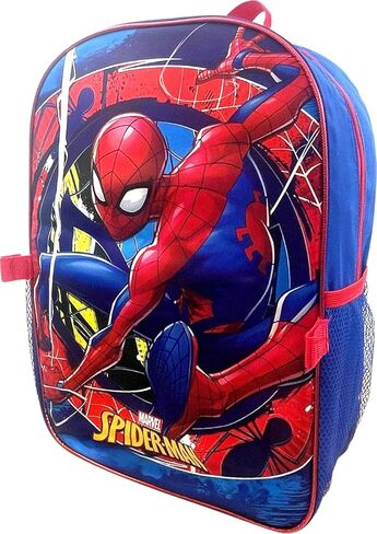 حقيبة ظهر Ruz Spiderman للأولاد مقاس 16 بوصة مع مجموعة صندوق غداء متطابقة قابلة للإزالة (أزرق-أحمر) in Saudi Arabia