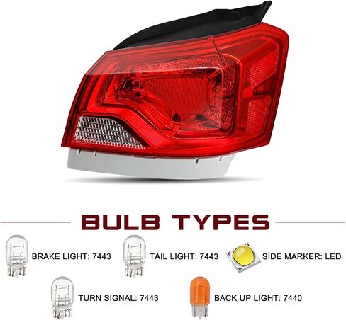 JSBOYAT ضوء الذيل الهالوجين يناسب 2014-2020 Chevy Impala الضوء الخلفي الخارجي مع مجموعة المصابيح الخلفية OE استبدال مباشر لمصباح الفرامل الذيل الجانب الأيسر للسائق GM2804116 84247728 in Saudi Arabia
