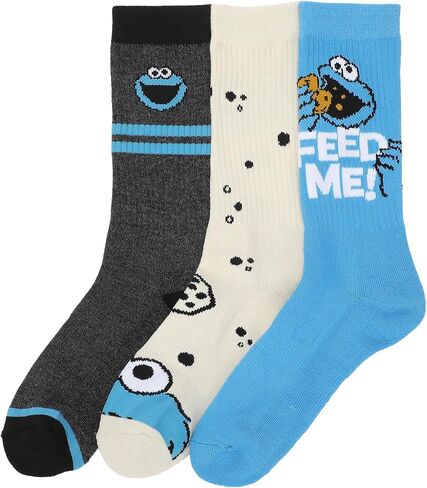 Bioworld Sesame Street Cookie Monster Men's 3-Pair Pack Athletic Crew Socks in Saudi Arabia