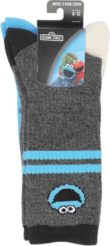 Bioworld Sesame Street Cookie Monster Men's 3-Pair Pack Athletic Crew Socks in Saudi Arabia