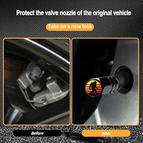 Bigfoot Sasquatch قبعات جذعية لصمام الإطارات مضحك Bigfoot ملحقات السيارة قبعات الإطارات 4 عبوات للسيارات والشاحنات وسيارات الدفع الرباعي والدراجات النارية والدراجات الهوائية وإطارات الدراجات الهوائية وهدايا القدم الكبيرة المثالية للرجال والنساء ديكور in Kuwait