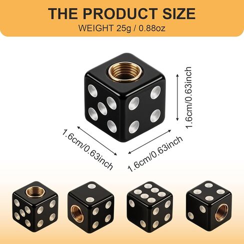 4 Pcs Dice Tire Valve Stem Caps Dice Universal Tire Valve Stem Covers Dustproof air Valves Cap Waterproof Airtight Car Wheel Tires Air Caps for Cars SUV Trucks Bikes Motorcycles Bicycles (Black in Saudi Arabia