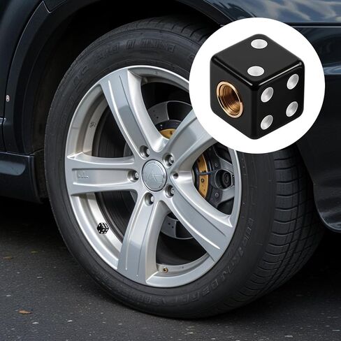 4 Pcs Dice Tire Valve Stem Caps Dice Universal Tire Valve Stem Covers Dustproof air Valves Cap Waterproof Airtight Car Wheel Tires Air Caps for Cars SUV Trucks Bikes Motorcycles Bicycles (Black in Saudi Arabia