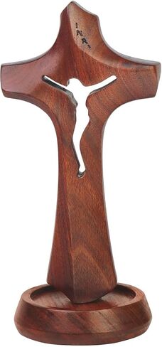 Standing Wooden Crucifix Cross on Table,Christian Catholic Standing Jesus Statue Crucifix Prayer Wall Decor for Home in Saudi Arabia