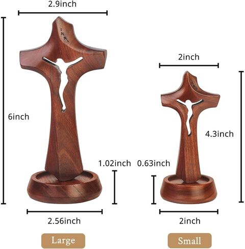 Standing Wooden Crucifix Cross on Table,Christian Catholic Standing Jesus Statue Crucifix Prayer Wall Decor for Home in Saudi Arabia