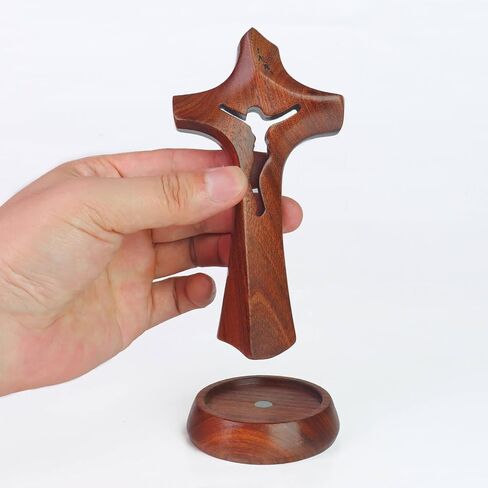 Standing Wooden Crucifix Cross on Table,Christian Catholic Standing Jesus Statue Crucifix Prayer Wall Decor for Home in Saudi Arabia