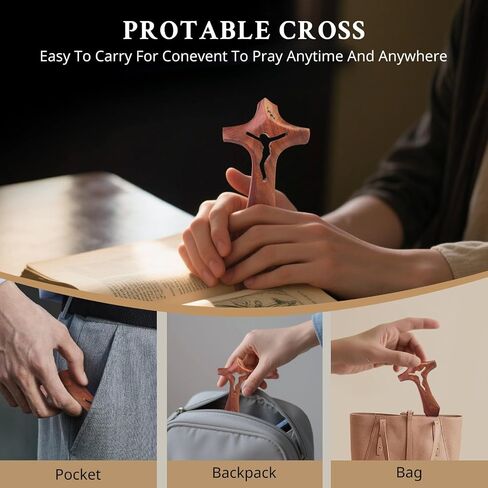 Standing Wooden Crucifix Cross on Table,Christian Catholic Standing Jesus Statue Crucifix Prayer Wall Decor for Home in Saudi Arabia
