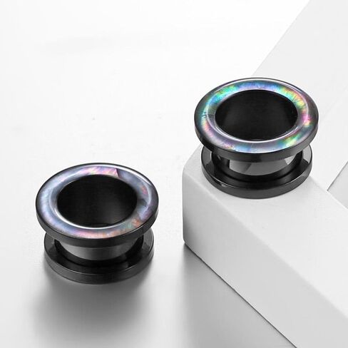 Casvort 2 PCS Hypoallergenic 2G-1" Beautiful Classic Conch Ear Gauges 316 Surgical Stainless Steel Comfortable Screw Back Ear Tunnels Plugs Body Piercing Jewelry in Kuwait