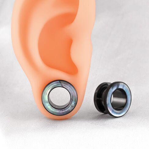 Casvort 2 PCS Hypoallergenic 2G-1" Beautiful Classic Conch Ear Gauges 316 Surgical Stainless Steel Comfortable Screw Back Ear Tunnels Plugs Body Piercing Jewelry in Kuwait