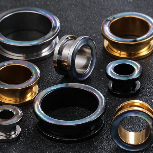 Casvort 2 PCS Hypoallergenic 2G-1" Beautiful Classic Conch Ear Gauges 316 Surgical Stainless Steel Comfortable Screw Back Ear Tunnels Plugs Body Piercing Jewelry in Kuwait