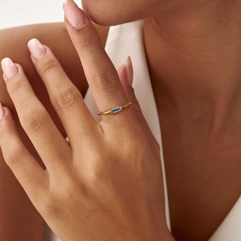 18k Gold plated Birthstone Ring for Women Adjustable Cubic Zirconia Ring Stackable Promise Wedding Ring Jewelry Gift for Birthday in Saudi Arabia