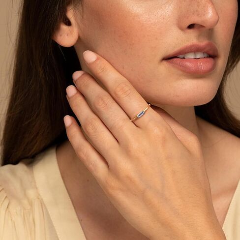 18k Gold plated Birthstone Ring for Women Adjustable Cubic Zirconia Ring Stackable Promise Wedding Ring Jewelry Gift for Birthday in Saudi Arabia