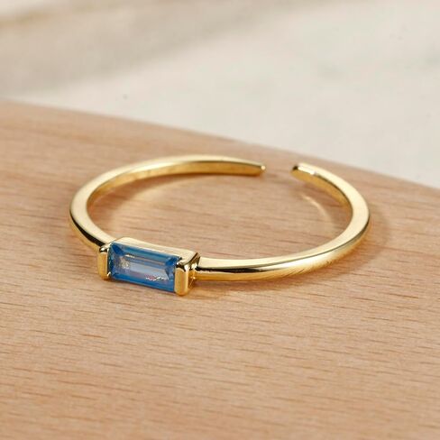 18k Gold plated Birthstone Ring for Women Adjustable Cubic Zirconia Ring Stackable Promise Wedding Ring Jewelry Gift for Birthday in Saudi Arabia