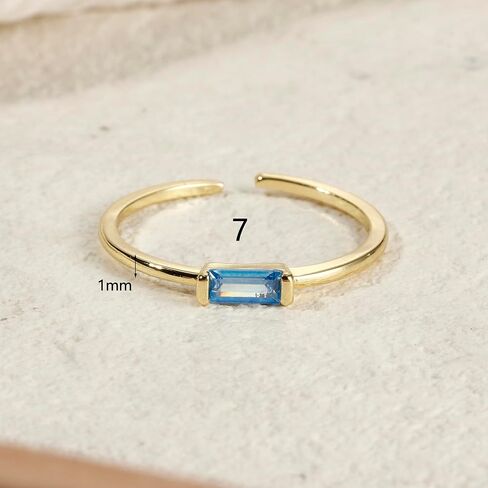 18k Gold plated Birthstone Ring for Women Adjustable Cubic Zirconia Ring Stackable Promise Wedding Ring Jewelry Gift for Birthday in Saudi Arabia