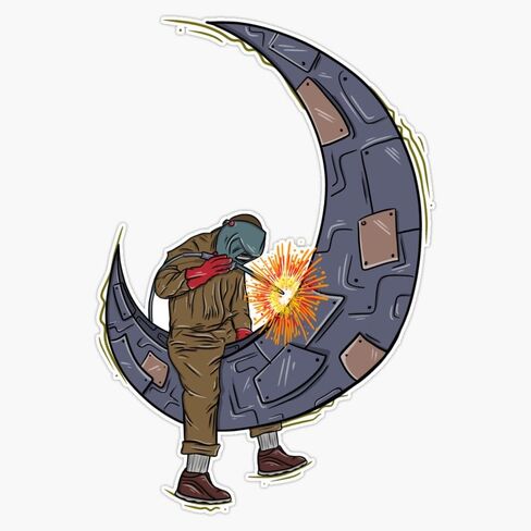 Welder Metal Moon Sticker Bumper Sticker Vinyl Decal 5" in Saudi Arabia