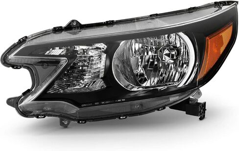 AKKON - يناسب 2012 2013 2014 Honda CR-V [نوع الهالوجين] زوج المصابيح الأمامية السوداء للسائق الأيسر + استبدال المصابيح الأمامية اليمنى للراكب in Saudi Arabia