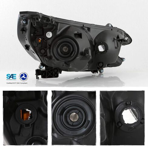 AKKON - يناسب 2012 2013 2014 Honda CR-V [نوع الهالوجين] زوج المصابيح الأمامية السوداء للسائق الأيسر + استبدال المصابيح الأمامية اليمنى للراكب in Saudi Arabia